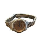 Waltham Stainless Steel Day-Date Wristwatch with Metal Band