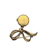 Huguenin 20 Microns Gold Plated Bow Brooch Watch