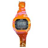 SKMEI 50M Orange Digital Sports Watch with Floral Design