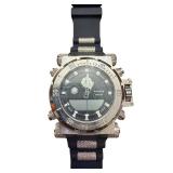Infantry Stainless Steel Analog Digital Wristwatch with Black Rubber Strap