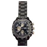 Geneva Platinum Mens Black Watch with Rubber Strap