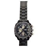 Geneva Platinum Mens Black Watch with Rubber Strap
