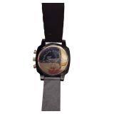 Geneva Platinum Mens Black Watch with Rubber Strap