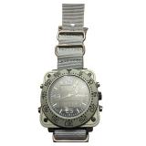 Infantry Military Style Analog Digital Wristwatch with Gray Nylon Strap