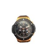 Megir Chronograph Wristwatch with Black Silicone Band and Gold-Tone Case