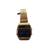 Vintage Delta Imprex Corp Digital Watch with Gold-Tone Stainless Steel Band