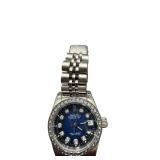 Sangdo Perfect Datejust Quartz Watch with Silver Band and Blue Dial