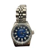 Sangdo Perfect Datejust Quartz Watch with Silver Band and Blue Dial