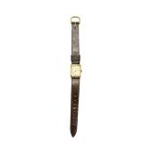 Vintage Elmont 17 Jewels Square Wristwatch with Brown Leather Band