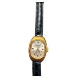 Daychron Gold Tone Wristwatch with Kimron Leather Band
