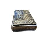 Vintage Zippo Metal Lighter with Sailing Ship Relief