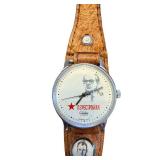 Vintage USSR Perestroika Wristwatch with Gorbachev Portrait and Leather Band