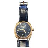 Panerai Radiomir 8 Days Gold Tone Mechanical Watch with Black Leather Strap