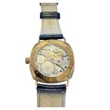 Panerai Radiomir 8 Days Gold Tone Mechanical Watch with Black Leather Strap