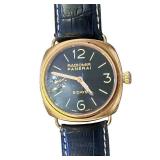 Panerai Radiomir 8 Days Gold Tone Mechanical Watch with Black Leather Strap