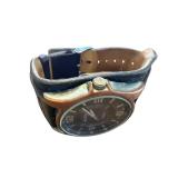 Aldo Quartz Wristwatch with Wide Black Leather Band