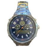 Analog Digital Stainless Steel Wrist Watch with Metal Band