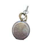 Antique Engraved Pocket Watch with Key Wind and Floral Case
