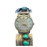 Vintage Hamilton Automatic Wristwatch with Turquoise and Sterling Silver Band