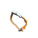 Orange Quartz Wristwatch with Square Face and Leather Band
