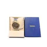 Seiko Solar Stainless Steel and Gold Tone Analog Watch with Box