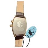 Stauer Gold Tone Chronograph Watch with Brown Leather Band