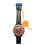 Stuhrling Original Chronograph Watch with Black Leather Band