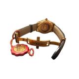 Stuhrling Original Gold-Tone Mechanical Wristwatch with Black Leather Strap