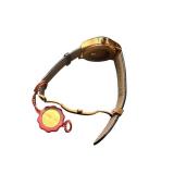 Stuhrling Original Gold-Tone Mechanical Wristwatch with Black Leather Strap