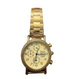 Stauer Automatic Gold Tone Wristwatch with Chronograph and Metal Band