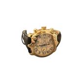 Stauer Chronograph Gold-Tone Watch with Leather Band