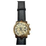 Stauer Chronograph Gold-Tone Watch with Leather Band