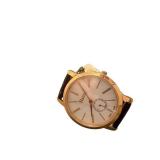 Stauer Swiss Made Gold-Tone Wristwatch with Brown Leather Band