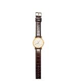 Stauer Swiss Made Gold-Tone Wristwatch with Brown Leather Band
