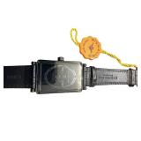 Stuhrling Original Square Face Black Leather Watch, Multi-Color Dial