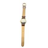 Stauer Gold Tone Quartz Watch with Brown Leather Band