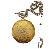 Paul Breguette Swiss Made Gold Tone Pocket Watch with Chain