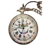 Jacques du Manoir Swiss Made Pocket Watch with Chain - Farm Scene Design