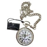 Jacques du Manoir Swiss Made Pocket Watch with Chain - Farm Scene Design