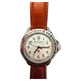Vremir USSR Komandirskie Mechanical Wristwatch with Brown Leather Strap