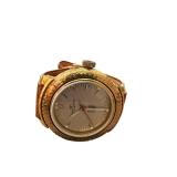 Vostok Gold-Tone Wristwatch with Brown Leather Band