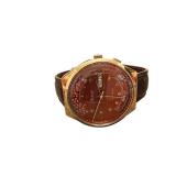 Raketa Vintage Russian Day-Date Wristwatch with Brown Leather Strap