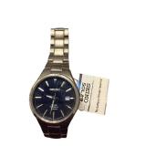 Seiko Solar Stainless Steel Wristwatch with Black Dial