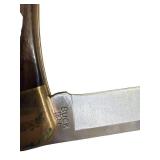 Buck 110 Folding Hunter Knife with Brass Bolsters and Leather Sheath