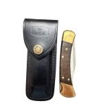Buck 110 Folding Hunter Knife with Brass Bolsters and Leather Sheath