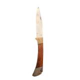 Vintage Folding Pocket Knife with Wooden Handle and Sheath