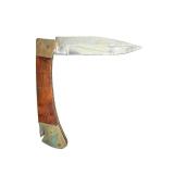 Vintage Folding Pocket Knife with Wooden Handle and Sheath