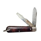 Pair of Vintage Two-Blade Folding Pocket Knives with Wood Grain Handles