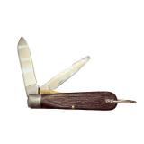 Pair of Vintage Two-Blade Folding Pocket Knives with Wood Grain Handles