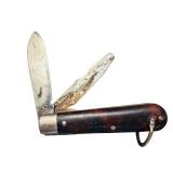 Pair of Vintage Two-Blade Folding Pocket Knives with Wood Grain Handles